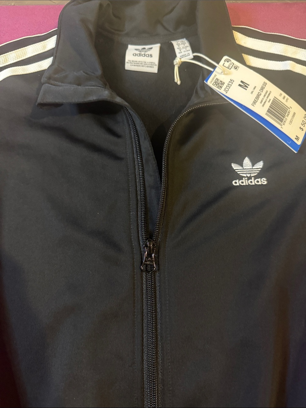 adidas Girls Black Track Dress with White Trefoil and 3-Stripes